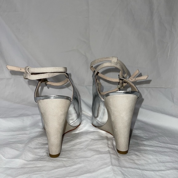 Coach OLLIE Silver Metallic Leather Wedge Heels - Picture 7 of 7